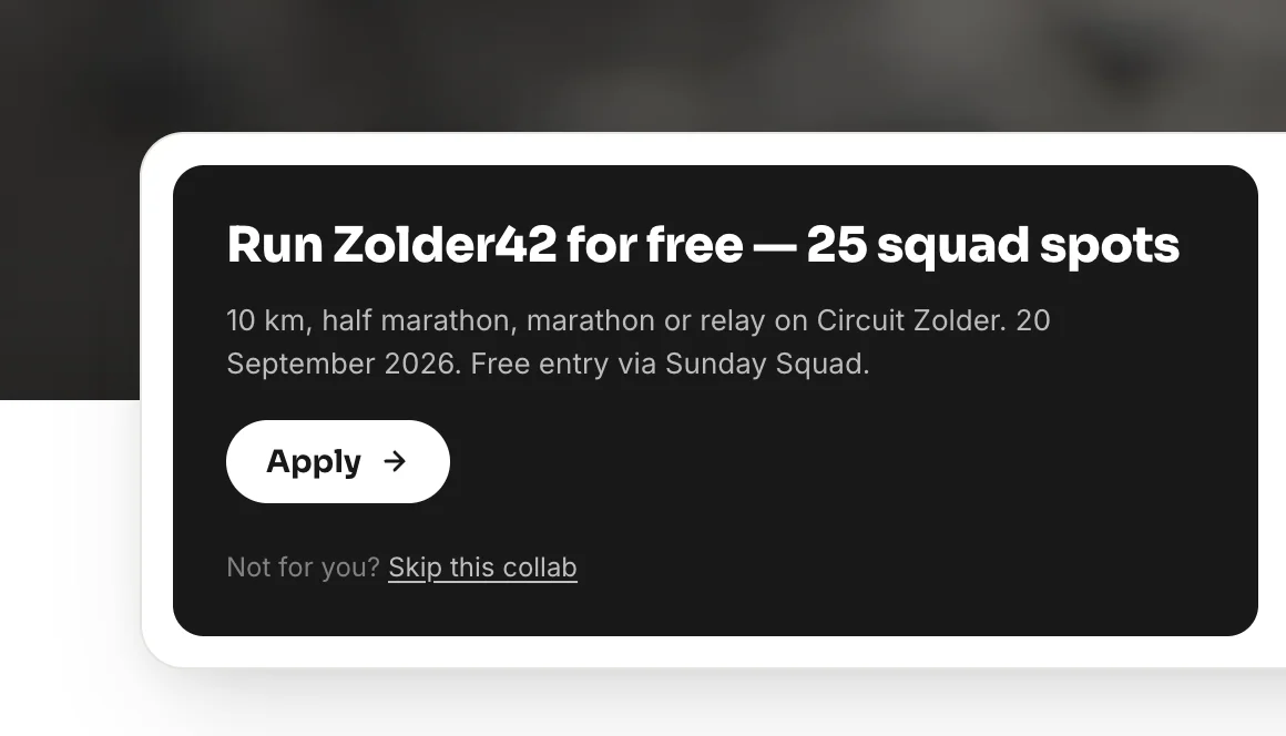 Nieuw op Sunday Squad: een collab overslaan, met reden
